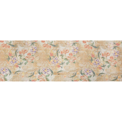 Tan, Rose, and Violet Lilies and Magnolias Medium Weight Linen Woven