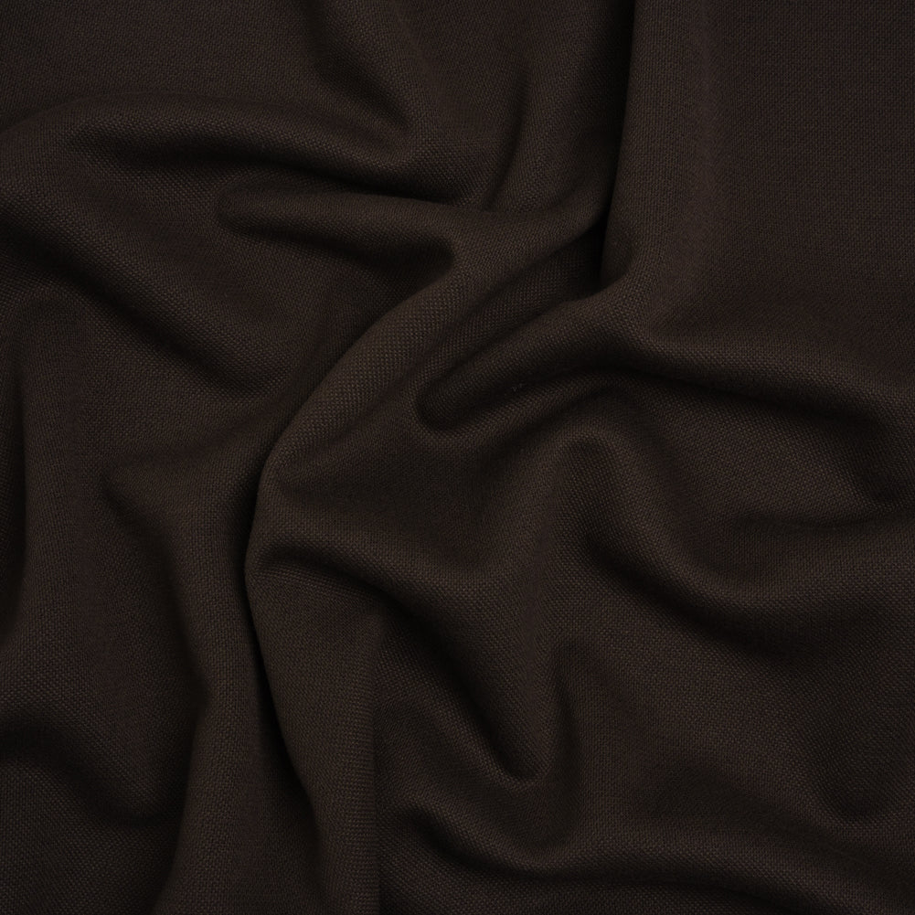 Polyester and Viscose Pique Knit - Chocolate Brown - Deadstock