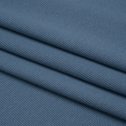 Stretch Cotton 2x2 Rib Knit - Country Blue - Deadstock