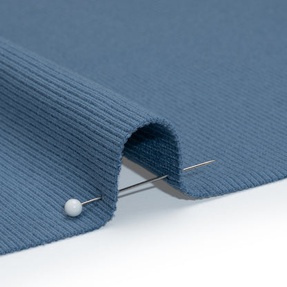 Stretch Cotton 2x2 Rib Knit - Country Blue - Deadstock