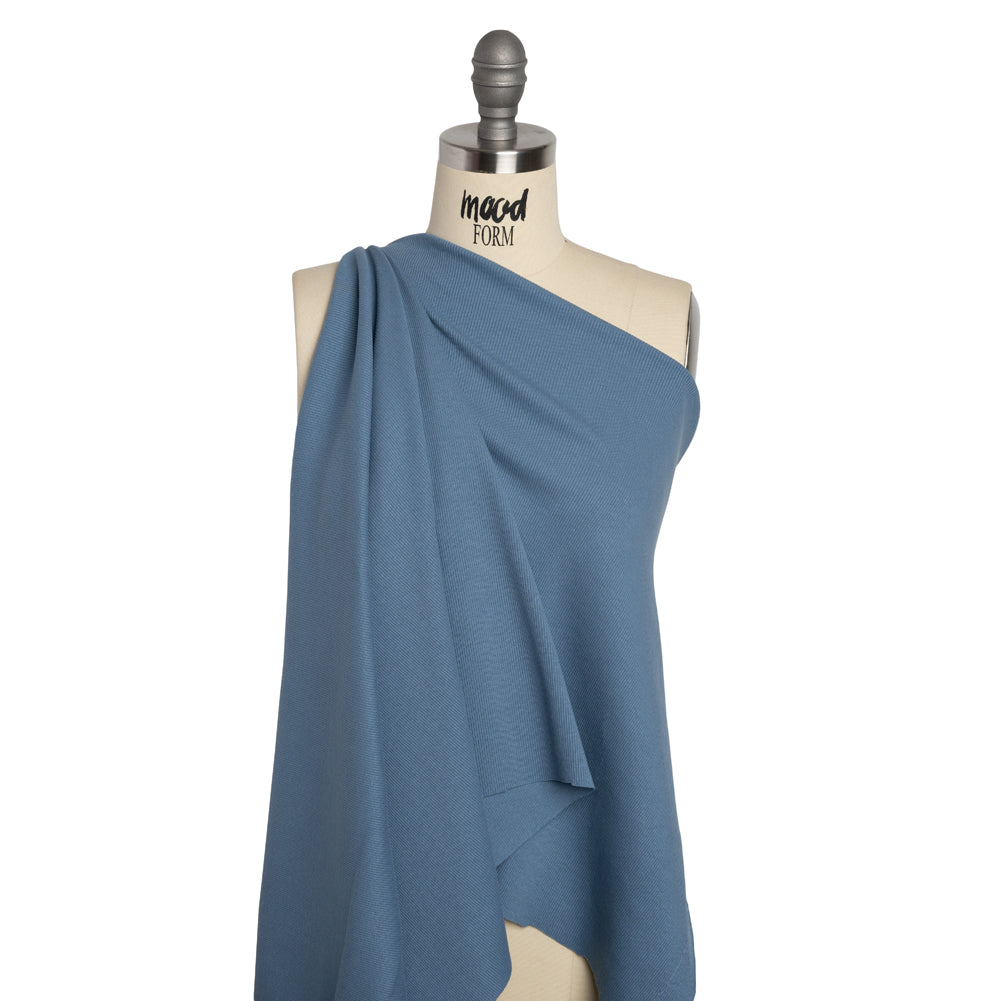 Stretch Cotton 2x2 Rib Knit - Country Blue - Deadstock