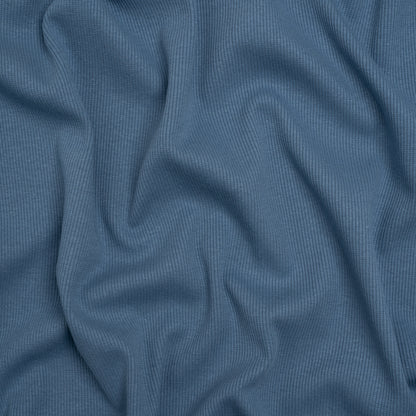 Stretch Cotton 2x2 Rib Knit - Country Blue - Deadstock