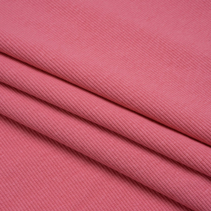 Stretch Cotton 2x2 Rib Knit - Rose Pink - Deadstock