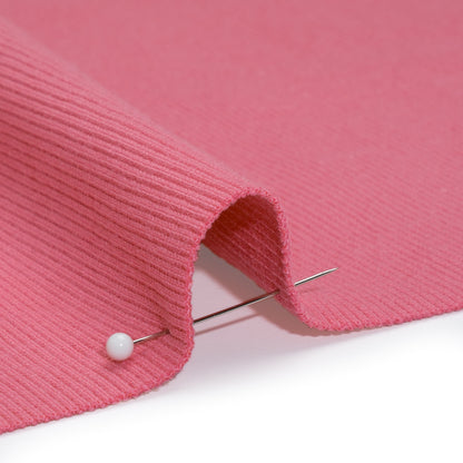 Stretch Cotton 2x2 Rib Knit - Rose Pink - Deadstock