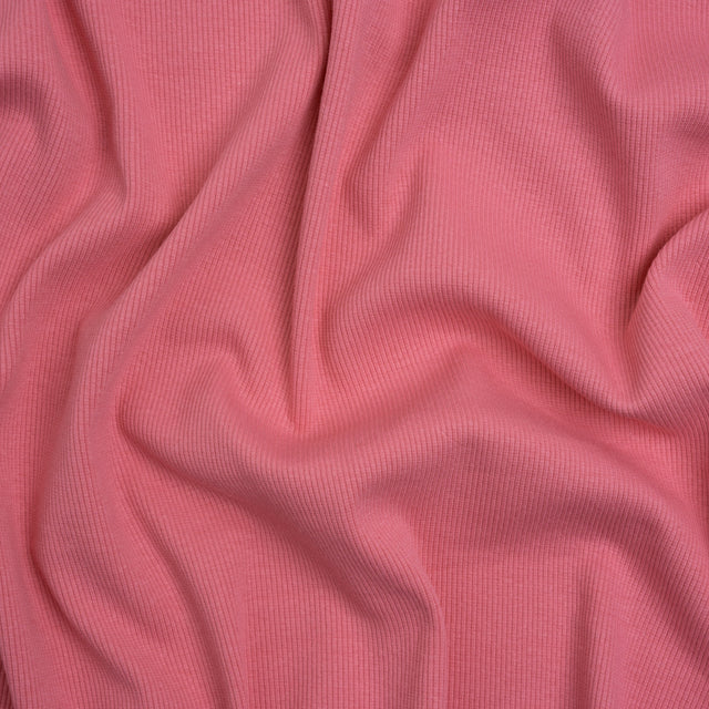 Stretch Cotton 2x2 Rib Knit - Rose Pink - Deadstock