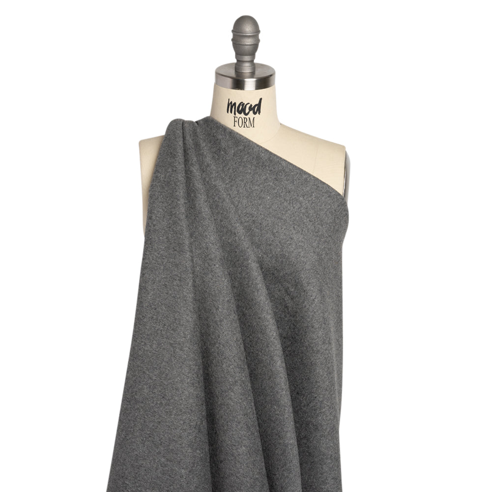 Heathered Gray Brushed Wool Blend Double Cloth Coating Drape