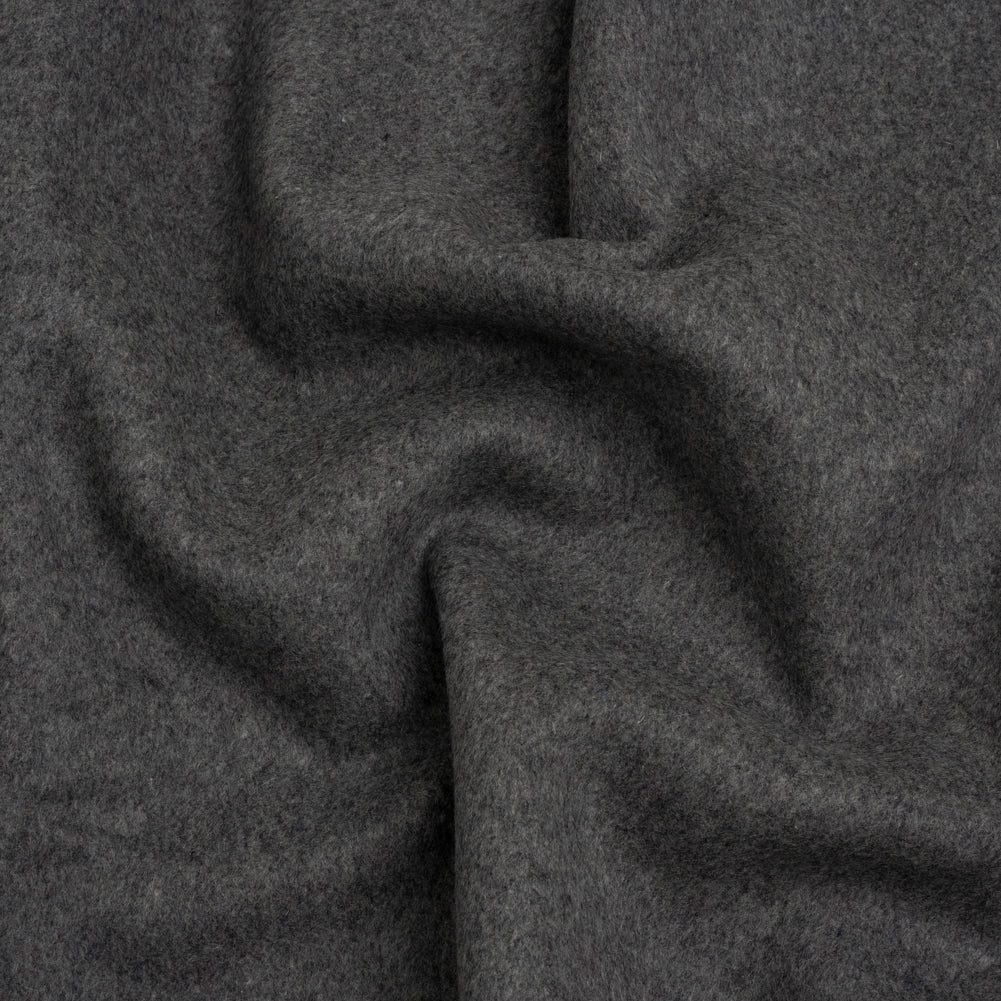 Heathered Gray Brushed Wool Blend Double Cloth Coating