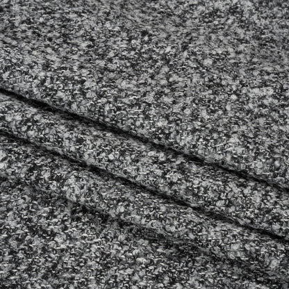 Black and White Tweedy Wool Blend Boucle Folded
