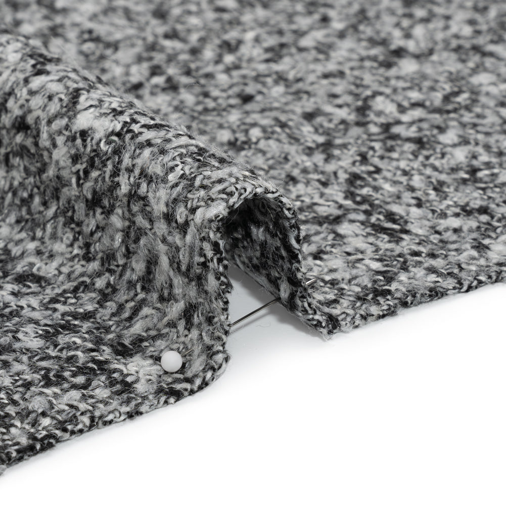 Black and White Tweedy Wool Blend Boucle Detail
