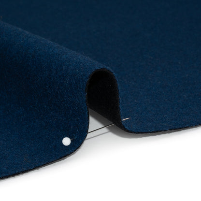 Dark Blue and Black Brushed Wool Blend Twill Double Cloth Coating Detail