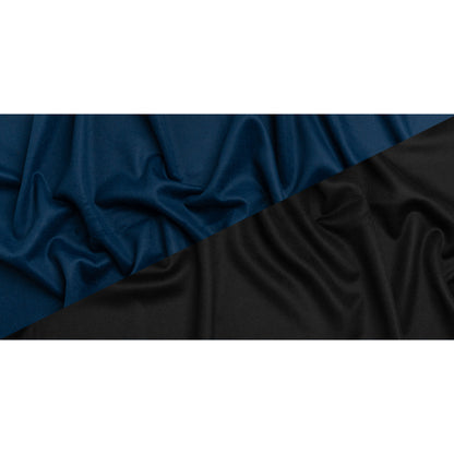 Dark Blue and Black Brushed Wool Blend Twill Double Cloth Coating Full