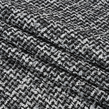 Black and White Acrylic and Polyester Boucle Tweed Folded