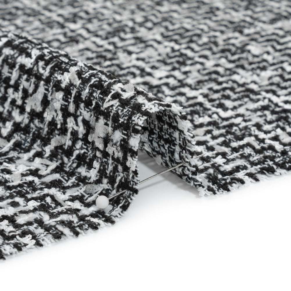 Black and White Acrylic and Polyester Boucle Tweed Detail