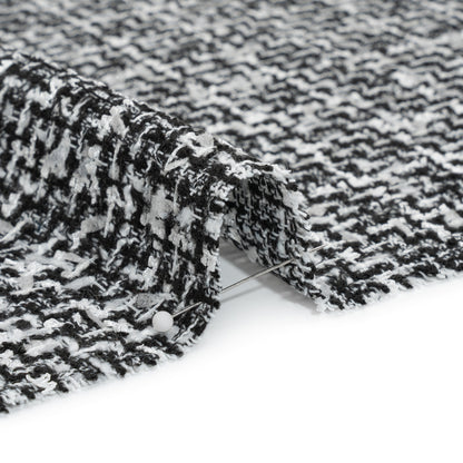 Black and White Acrylic and Polyester Boucle Tweed Detail