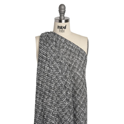 Black and White Acrylic and Polyester Boucle Tweed Drape