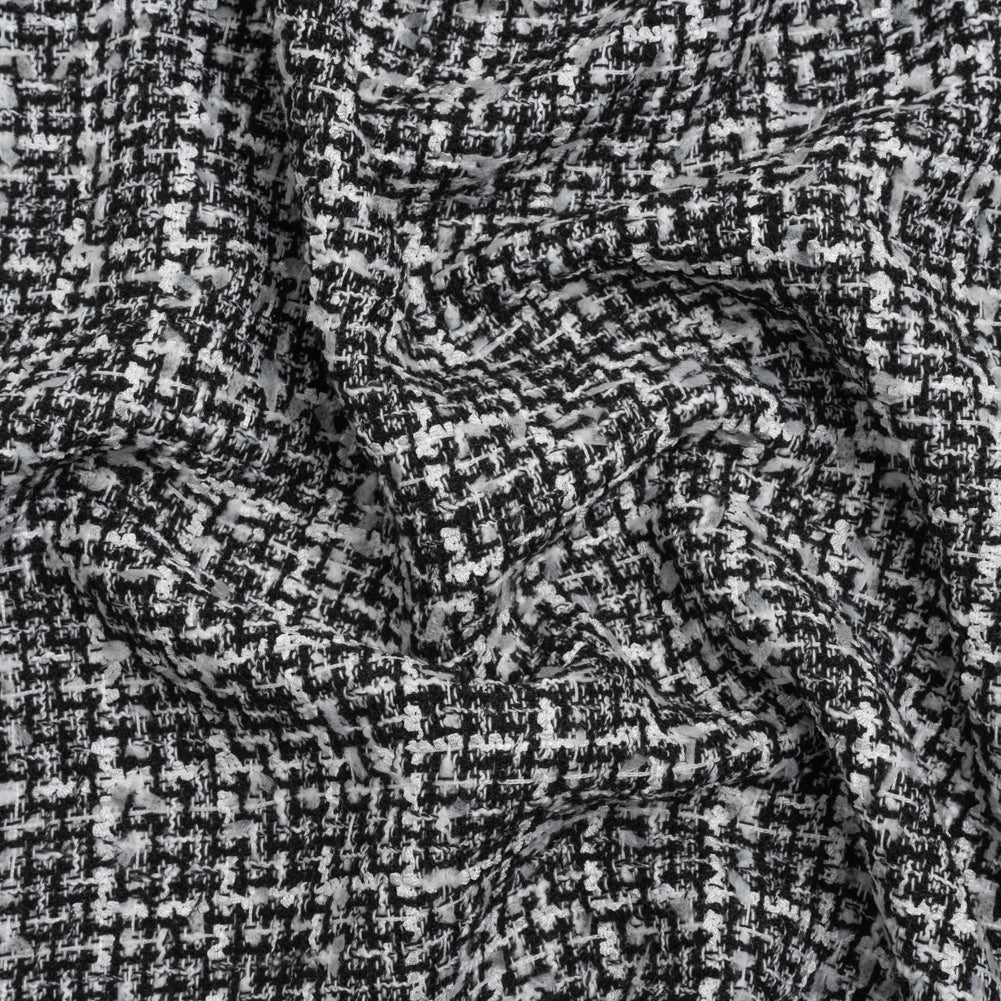 Black and White Acrylic and Polyester Boucle Tweed