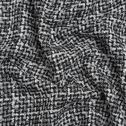 Black and White Acrylic and Polyester Boucle Tweed