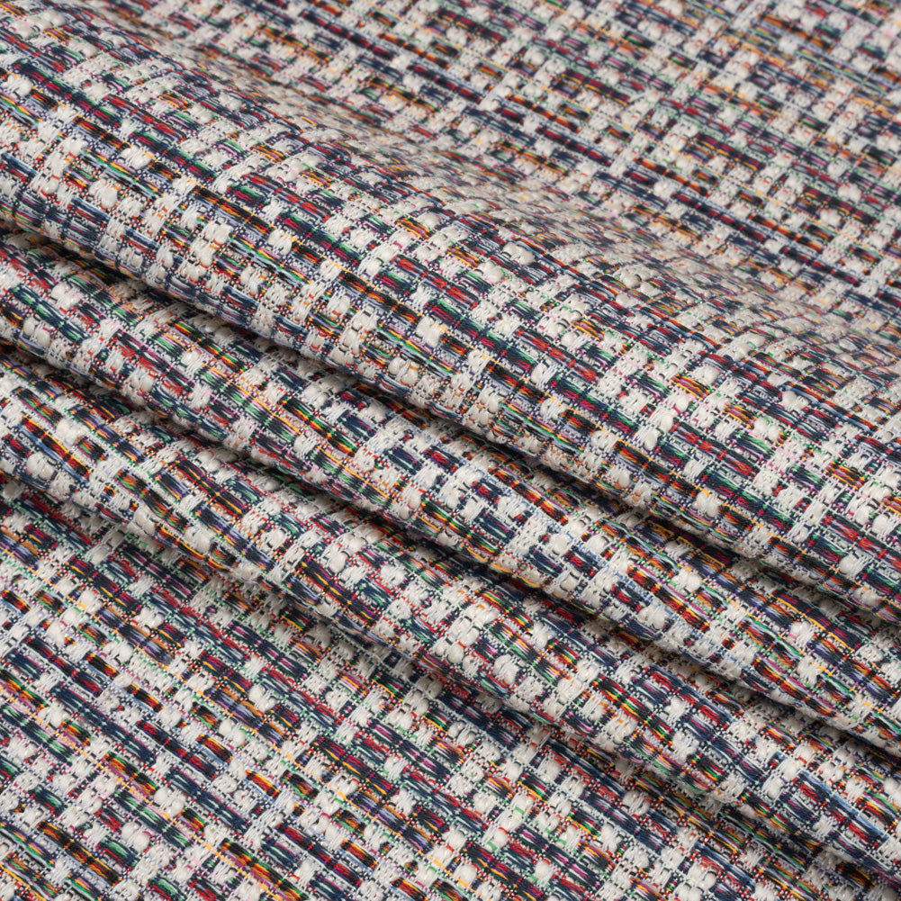 White and Rainbow Acrylic Tweed Folded