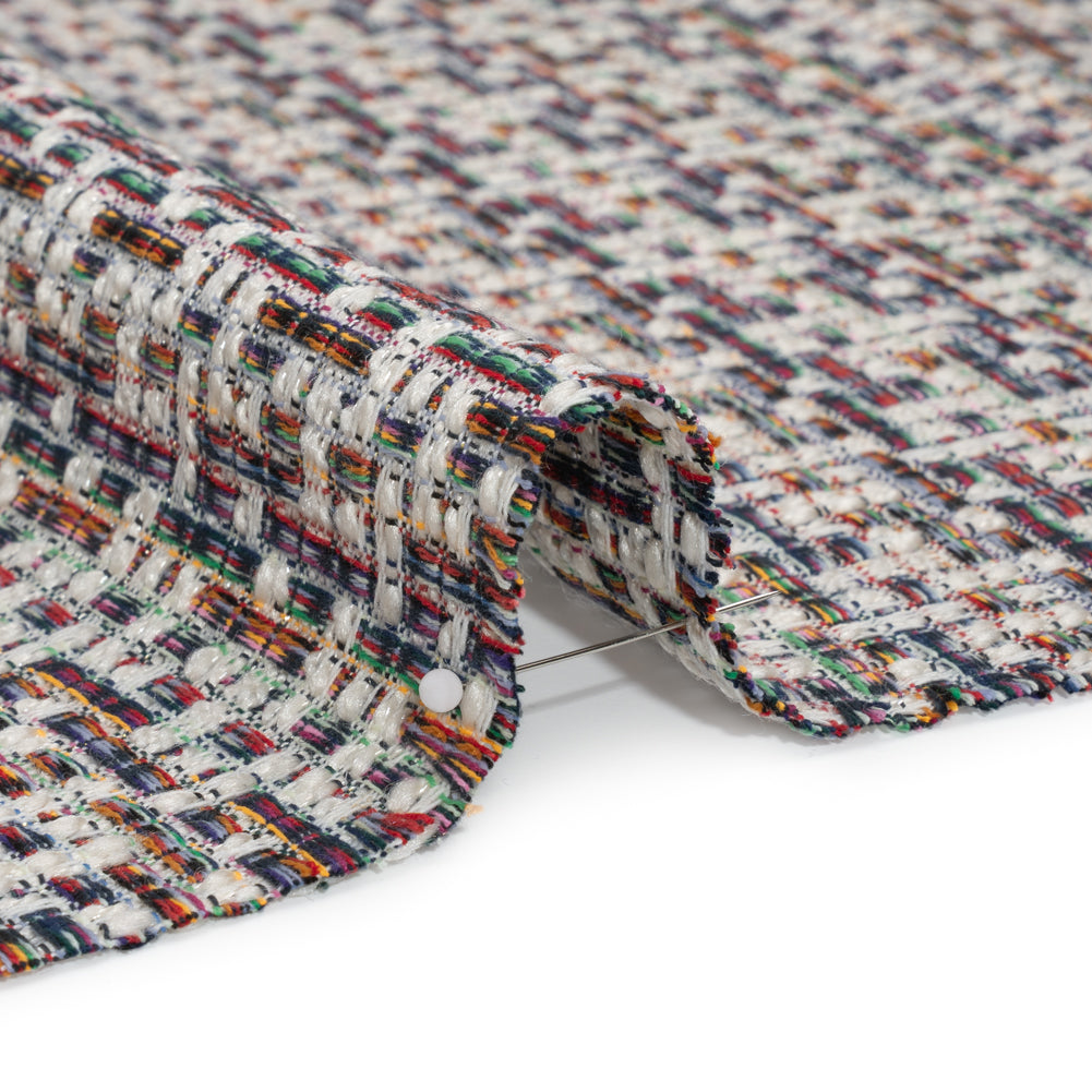 White and Rainbow Acrylic Tweed Detail