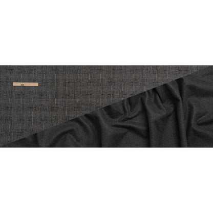 Black, White and Gray Glen Plaid Wool Blend Double Cloth Coating with Metallic Accents Full