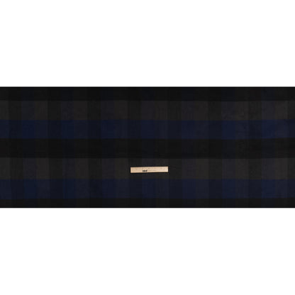 Black, Navy and Charcoal Checked Brushed Wool Blend Twill Coating Full