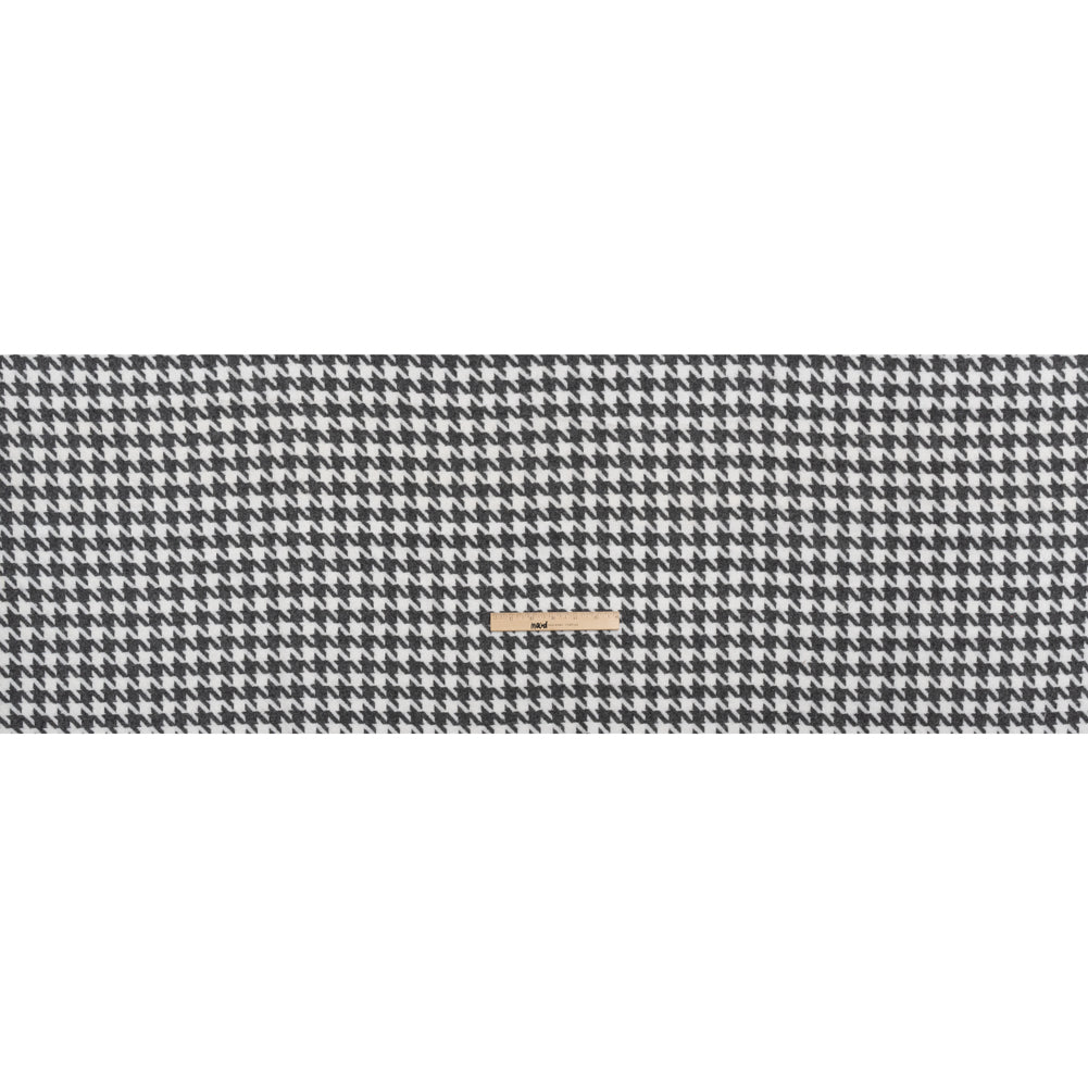 Charcoal and White Houndstooth Felted Wool Blend Twill Coating Full
