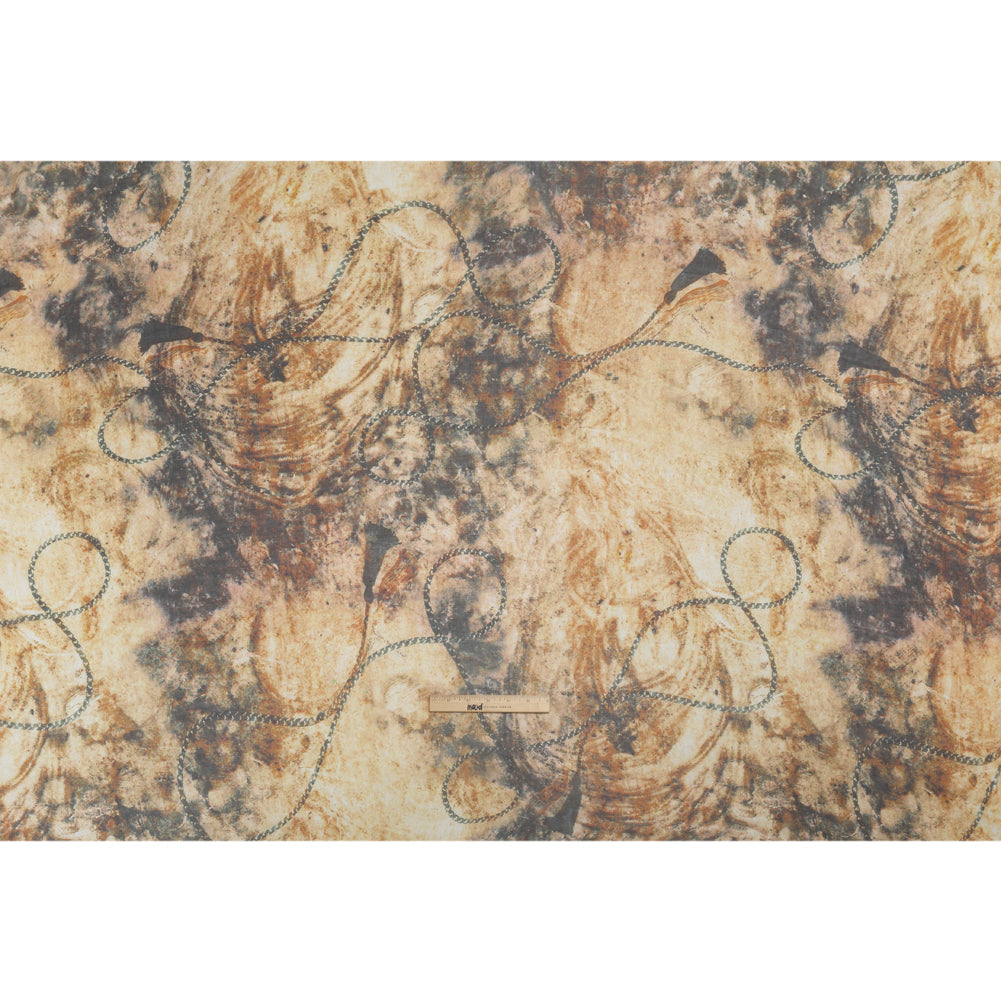Beige and Black Ropes in the Sand Silk Voile Drape