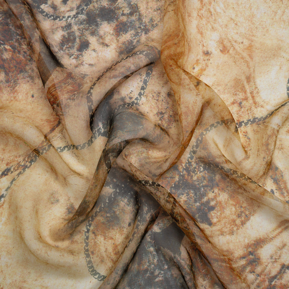 Beige and Black Ropes in the Sand Silk Voile