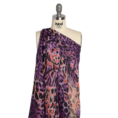 Purple, Red and Black Animal Spots Patchwork Silk Voile Detail