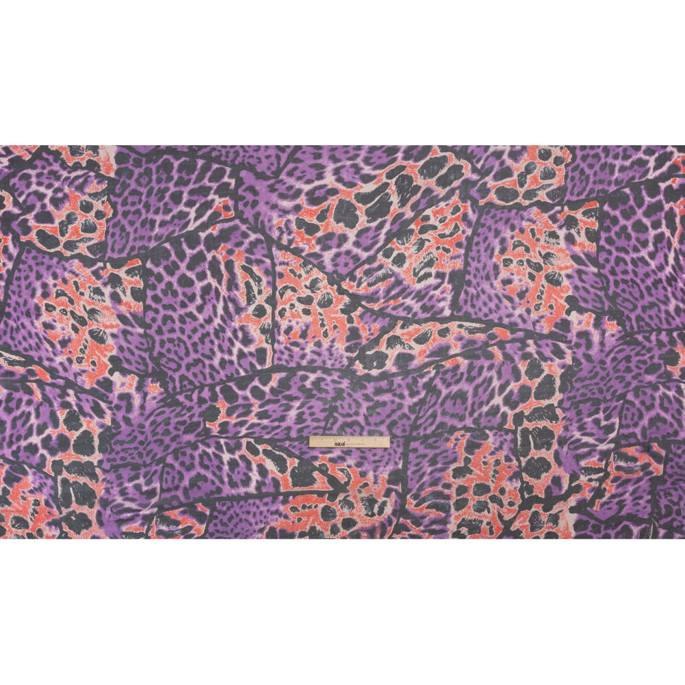 Purple, Red and Black Animal Spots Patchwork Silk Voile Drape