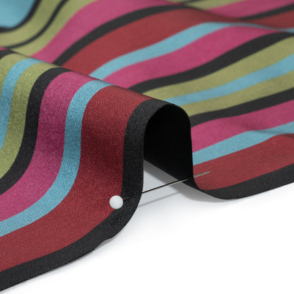 Pink, Green and Turquoise Barcode Stripes Polyester Twill Detail