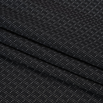 Black and Gray Dashes and Stripes Drapey Polyester Woven Folded