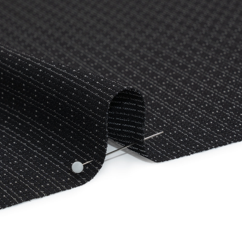 Black and Gray Dashes and Stripes Drapey Polyester Woven Detail