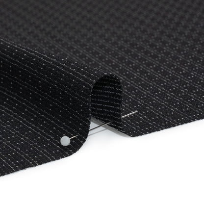 Black and Gray Dashes and Stripes Drapey Polyester Woven Detail