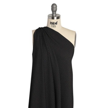 Black and Gray Dashes and Stripes Drapey Polyester Woven Drape