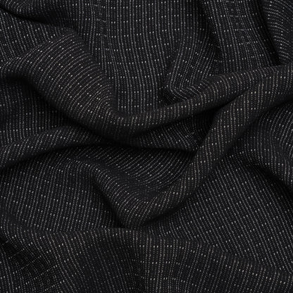 Black and Gray Dashes and Stripes Drapey Polyester Woven
