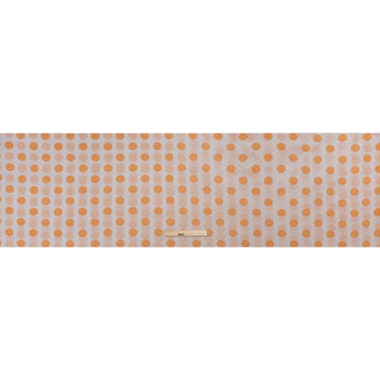 Metallic Silver, Light Mauve and Orange Polka Dots Lightweight Polyester Tricot Full