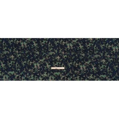 Navy, Green and Taupe Leaf Impressions Polyester Interlock Knit Full