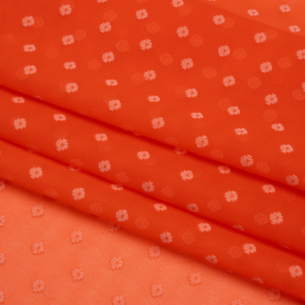 Orange and White Woven Diamond Dots Polyester Chiffon Folded