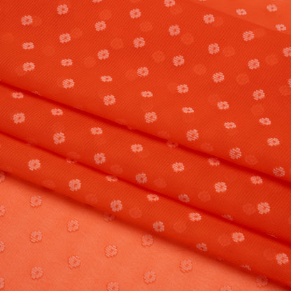 Orange and White Woven Diamond Dots Polyester Chiffon Folded