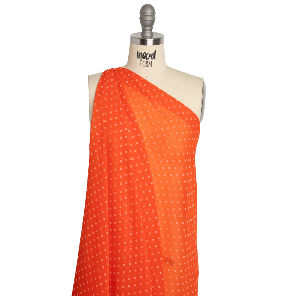 Orange and White Woven Diamond Dots Polyester Chiffon Drape