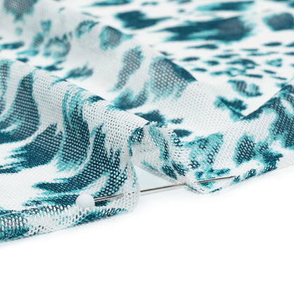 Sapphire and White Cheetah Spots Polyester Stretch Mesh Detail
