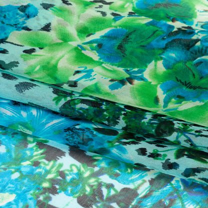 Blue and Green Jungle Fun Silk Voile Full