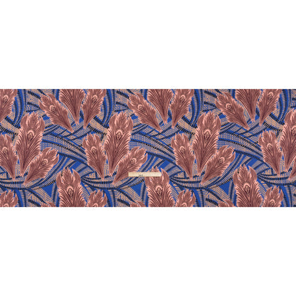 Stretch Cotton Sateen - Cobalt Blue and Burgundy Feathers Full