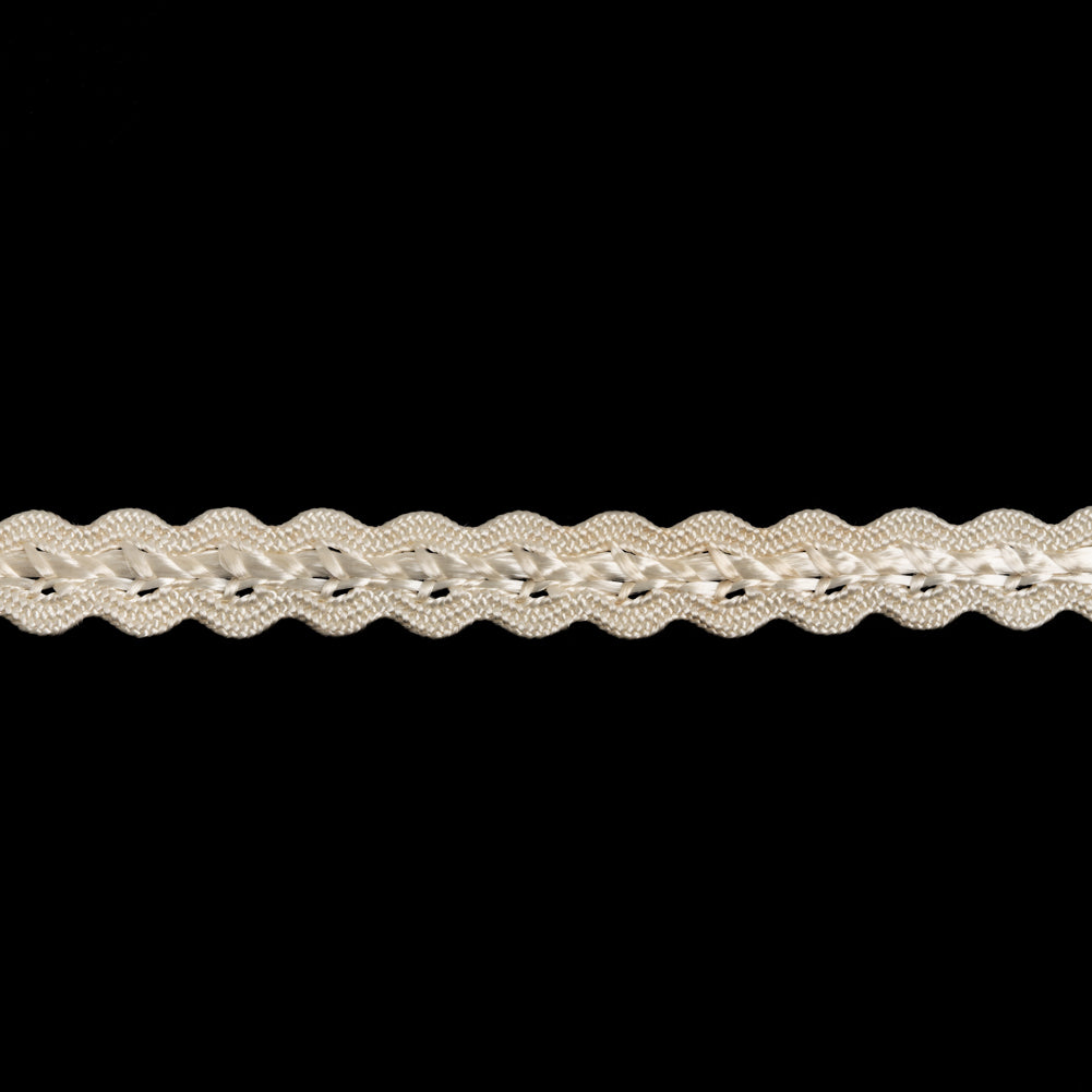 Braided Trim - 0.375" - Ivory Wavy Edges - Folded