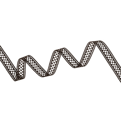 Crisp Bobbin Lace Trim - 0.5" - Brown Latticework