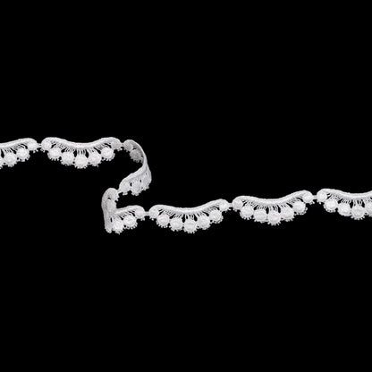 Venise Lace Trim - 0.875" - White Waves and Dots