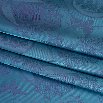 Gems and Doves Jacquard Lining - Aqua and Purple Bi-Color