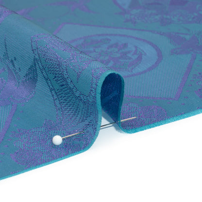 Gems and Doves Jacquard Lining - Aqua and Purple Bi-Color