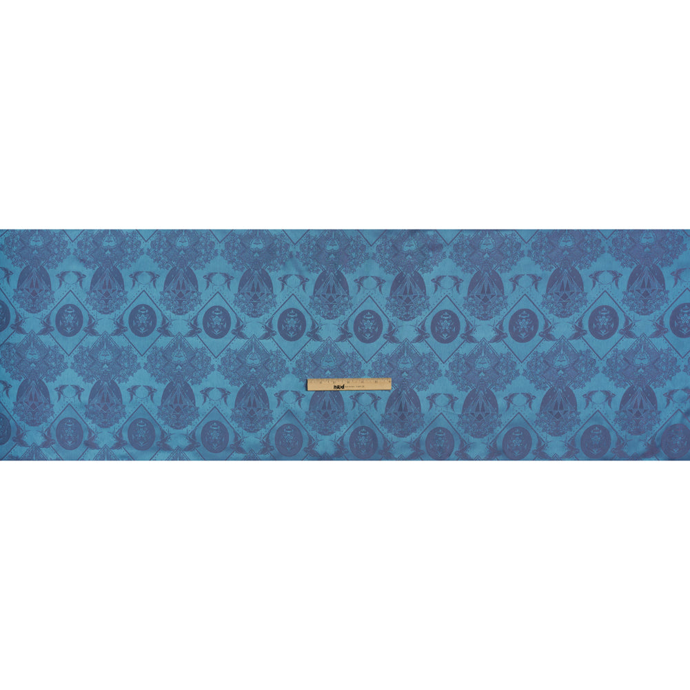 Gems and Doves Jacquard Lining - Aqua and Purple Bi-Color